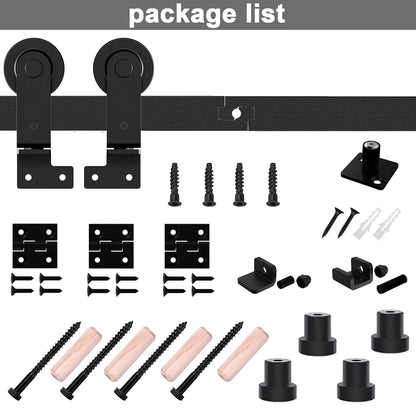 WOLFBIRD 100CM/3.3FT Bi-Folding Sliding Barn Door Hardware Kit, Heavy Duty Sturdy Barn Door Track Set, Smoothly and Quietly, for 2 Doors [Hardware Kit Only, No Door ]