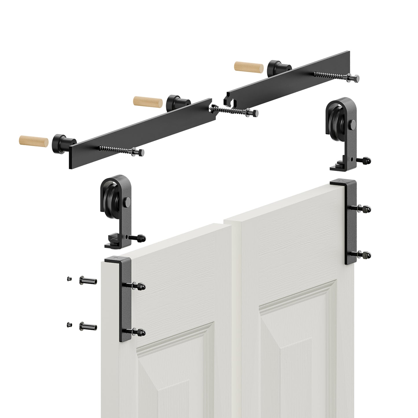 WOLFBIRD Bifold Schiebetürbeschlag Schiebetürsystem Schiebetür Komplettset 81.2CM Türplatten Breit (für 76CM Türöffnung Breit)