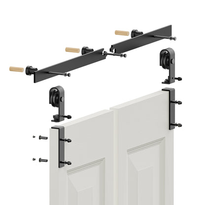 WOLFBIRD Bifold Schiebetürbeschlag Schiebetürsystem Schiebetür Komplettset 81.2CM Türplatten Breit (für 76CM Türöffnung Breit)