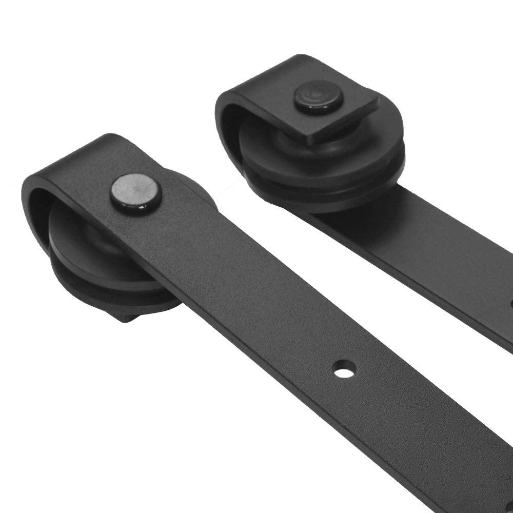 Sliding Barn Door Kit 5FT/152CM Black Heavy Duty Barn Door Sliding Hardware Track Kit for Single Wood Door 76CM Wide